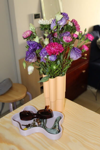 vide-poche violet, coupelle design violet, rangement clés entrée, accessoire déco moderne, coupelle matériau végtal recyclé, organisation entrée