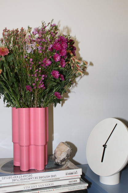 Maxi vase rose pastel design, objet déco, fleurs colorés, impression 3D, artisanat francais, écoresponsable, slow design, matériau végétal recyclé