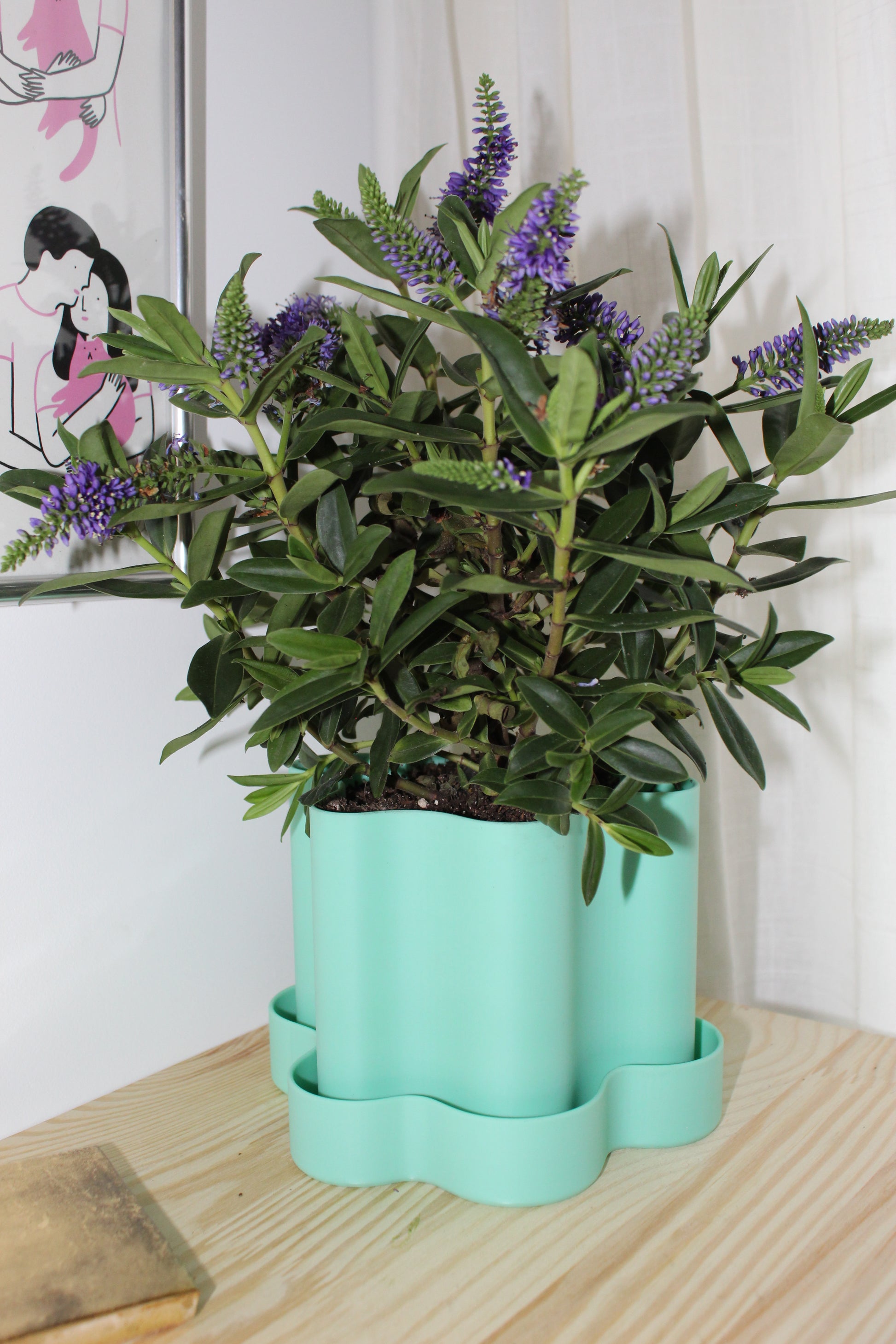 Pot de fleur vert pastel design, objet déco, plante, impression 3D, artisanat francais, écoresponsable, slow design, matériau végétal recyclé