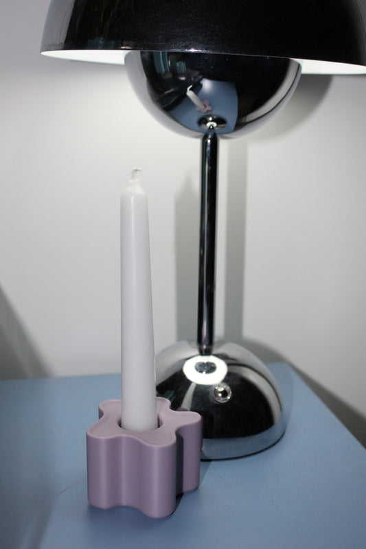 Bougeoir violet pastel design, objet déco, impression 3D, artisanat francais, écoresponsable, slow design, matériau végétal recyclé