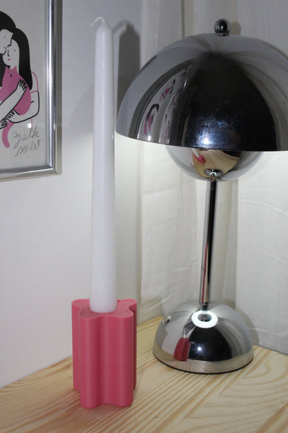 Bougeoir rose pastel design, objet déco, impression 3D, artisanat francais, écoresponsable, slow design, matériau végétal recyclé