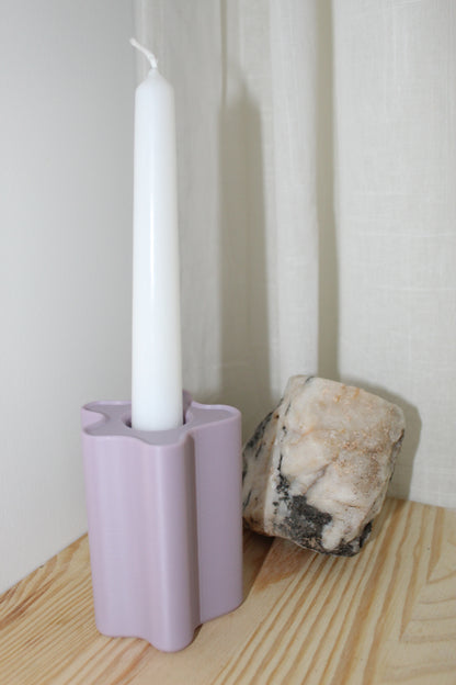 Bougeoir violet pastel design, objet déco, impression 3D, artisanat francais, écoresponsable, slow design, matériau végétal recyclé