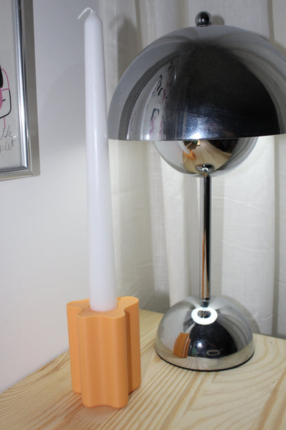 Bougeoir orange pastel design, objet déco, impression 3D, artisanat francais, écoresponsable, slow design, matériau végétal recyclé